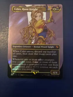 Celes, Rune Knight (Borderless) (Surge Foil) Commander: Final Fantasy Foil MTG - Image 1