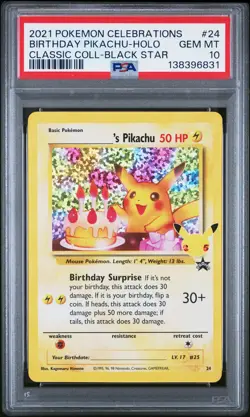 2021 POKEMON CELEBRATIONS CLASSIC COLL #24 BIRTHDAY PIKACHU-HOLO PSA 10 - Image 1