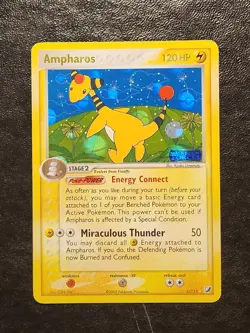 Ampharos 1/115 EX Unseen Forces Pokemon Card, Reverse Holo Rare Stamped - Image 1