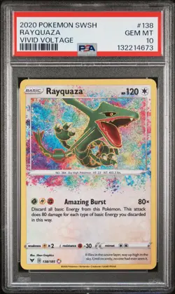 2020 POKEMON SWORD & SHIELD VIVID VOLTAGE #138 RAYQUAZA PSA 10 - Image 1