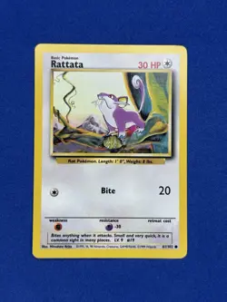 NM/LP RATTATA UNLIMITED WotC Pokemon Base Set- 61/102 - Image 1