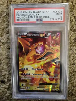 Pokemon Charizard EX XY121 XY Black Star Promo Red & Blue Holo Full Art PSA 9 - Image 1