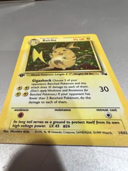 1999 Pokemon Fossil 1st Edition Raichu Holo 14/62 perfect condition - Image 3