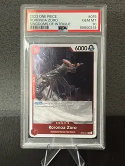 PSA 10 2023 One Piece Kingdoms Of Intrigue Roronoa Zoro Holo Rare OP04-015 - Image 1