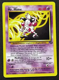 Pokemon Card Mr. Mime 22/64 Non-Holo Jungle Set WOTC Near Mint Condition - Image 1