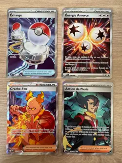 4 Cartes Pokemon Full Art Dresseur ME02 Flammes Fantasmagoriques FR Neuves - Image 1