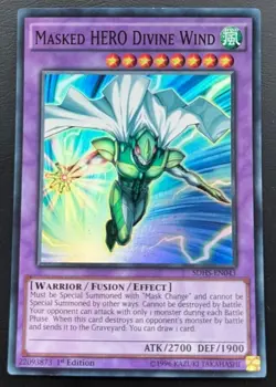 Masked HERO Divine Wind - SDHS-EN043 - Super Rare - 1st Edition YuGiOh - Image 1