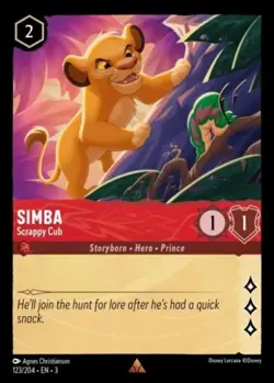 4x Simba - Scrappy Cub - 123/204 - Rare - Cold Foil NM-Mint Disney Lorcana: Into - Image 1