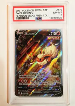 🔥 Flareon V SWSH179 🔥 2021 Pokemon BSP 🔥 VMax Premium Collection 🔥 PSA 8!! - Image 1