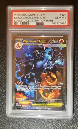 2025 POKEMON PFL EN-PHANTASMAL FLAMES #125 MEGA CHARIZARD X EX PSA 10 - Image 1