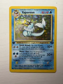 1999 Vaporeon 12/64 1st Edition Jungle Holo Rare Vintage Pokemon TCG - Image 1
