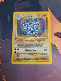 1999 Pokemon Machamp Holo Rare 1st Edition Card Base Set 8/102 Deck Exclusive HP - Image 1