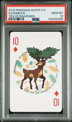 2010 Pokemon White Version Playing Cards Ten of Diamonds Sawsbuck PSA 10 - Image 1