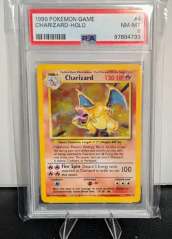Pokemon 1999 Charizard Holo Base Set 4/102 Card PSA 8 NM MT - Image 1