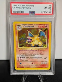 Pokemon 1999 Charizard Holo Base Set 4/102 Card PSA 8 NM MT - Image 3