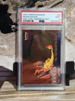 Pokemon PSA 9 The "Tail" End/Race Foil Charizard Topps Chipped Slab/Discounted - Image 1