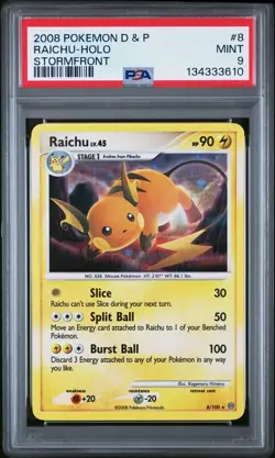 2008 Pokemon Diamond & Pearl Stormfront #8 Raichu-Holo Stormfront PSA 9 - Image 1