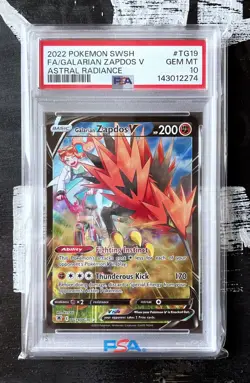 Pokemon PSA 10 GEM MT - ZAPDOS V (Full Art) TG19 - 2022 SWSH - ASTRAL RADIANCE - Image 1