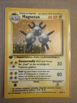 Magneton First Edition Holo 9/102 GERMAN Pokemon Vintage TCG Card - Image 3
