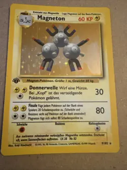 Magneton First Edition Holo 9/102 GERMAN Pokemon Vintage TCG Card - Image 4