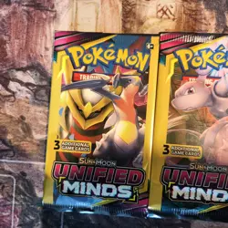 Pokemon Sun & Moon Unified Minds (4) 3-Card Booster Packs Art Set 2019 Sealed - Image 3
