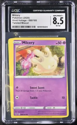 Twisted Miscut - Milcery 080/185 Vivid Voltage - CGC 8.5 - Pokemon TCG - Error - Image 2