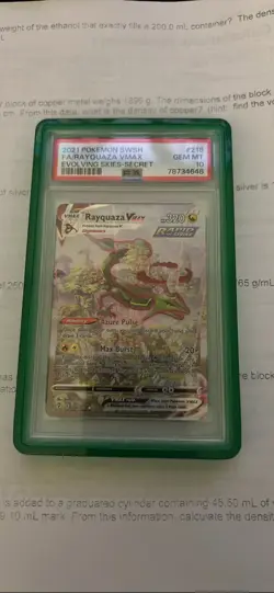 2021 POKEMON SWORD & SHIELD EVOLVING SKIES #218/203 RAYQUAZA VMAX SECRET PSA 10 - Image 1