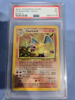 2000 POKEMON BASE SET 2 #4 CHARIZARD-HOLO PSA 5 - Image 1