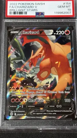 Charizard V Alt Art 154/172 Swsh09: Brilliant Stars Pokemon Card Psa 10 - Image 2
