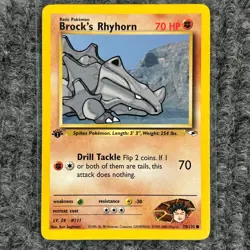 Vintage Pokemon Gym Heroes Brock's Rhyhorn 70/132 1st Edition Non-Holo NM - Image 1