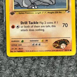 Vintage Pokemon Gym Heroes Brock's Rhyhorn 70/132 1st Edition Non-Holo NM - Image 4