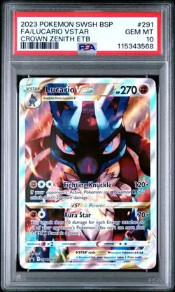PSA 10 - 2023 Pokemon Crown Zenith ETB - LUCARIO VSTAR #291 (3568) - Image 1