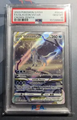 Pokemon Glaceon VSTAR GG40 Crown Zenith Galarian Gallery Full Art Holo PSA 10 - Image 1