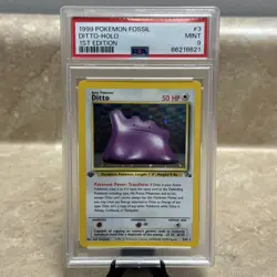1999 Pokemon Fossil #3 Ditto Holo 1st Edition PSA 9 - Image 1