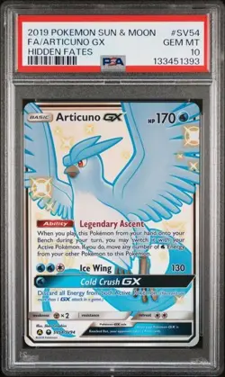 2019 POKEMON SUN & MOON HIDDEN FATES #SV54 FULL ART/ARTICUNO GX PSA 10 - Image 1