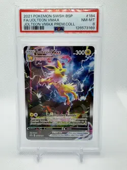 2021 Pokemon Swsh Black Star Promo #184 Fa/Jolteon Vmax PSA 8 NM-MT - Image 1