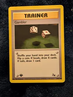 Pokemon TCG Fossil Set 1st Edition Gambler Card 60/62 Regular Finish LP 1999 - Image 1