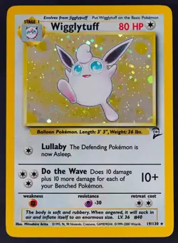 Pokemon - Wigglytuff Holo - 19/130 - Base Set 2 - Rare Card - Played - Image 2