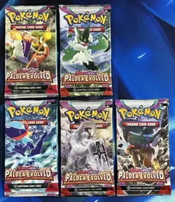 Pokemon 2023 Scarlet & Violet Paldea Evolved Booster Pack Lot X5 Artset SV Nm M - Image 1