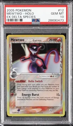 2005 POKEMON EX DELTA SPECIES #12 MEWTWO-HOLO PSA 10 - Image 1