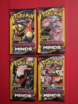 POKEMON Sun & Moon UNIFIED MINDS 3 Card Mini Booster Packs Complete Pack Art Set - Image 1