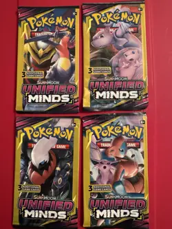 POKEMON Sun & Moon UNIFIED MINDS 3 Card Mini Booster Packs Complete Pack Art Set - Image 2