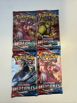 Four Packs. POKEMON BATTLE STYLES - 4x Booster Packs - Art Set - Factory Sealed 820650808197 - Image 1