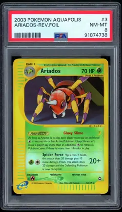 2003 Pokemon Unlimited Aquapolis 3/147 Ariados Reverse Holo PSA NM-MT 8 - Image 1
