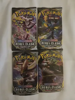 Pokemon Sword & Shield Rebel Clash 4 Booster Pack Art Set Sealed - Image 1