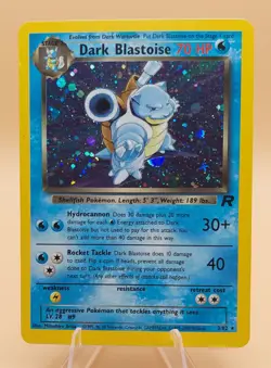 Dark Blastoise Holo Rare Team Rocket 3/82 Pokemon Card - WOTC 1999 SWIRL - Image 1