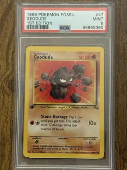 1999 Pokemon Fossil Geodude 1st Edition PSA 9 - Image 1