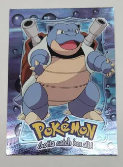 1999 Blastoise Topps Pokemon Movie Edition Black Logo E9 of 12 Holo - Image 1