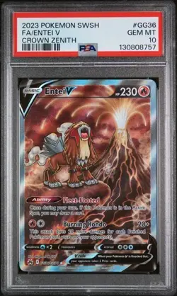 🔥 PSA 10 2023 POKEMON SWORD & SHIELD CROWN ZENITH #GG36 FULL ART/ENTEI V 🔥 - Image 1