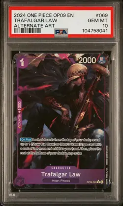 ONE PIECE OP09 - EMPERORS IN THE NEW WORLD 069 TRAFALGAR LAW ALT ART PSA 10 - Image 1